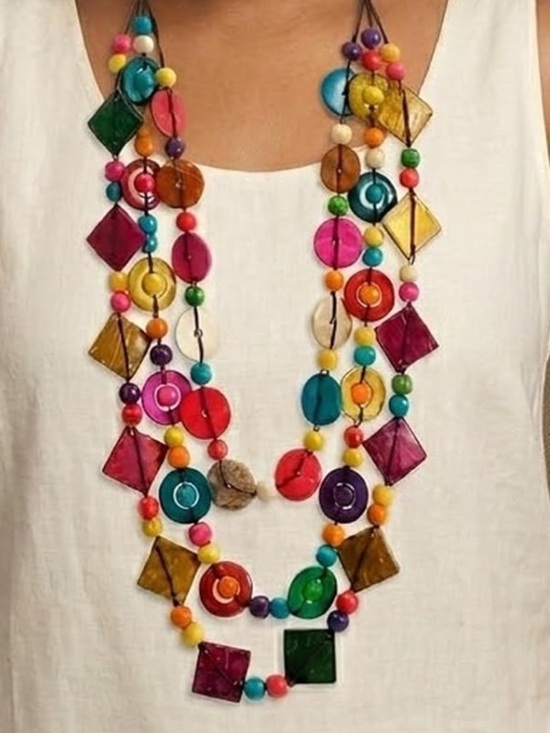 Anthropologie Jewelry - Anthropologie Bright Multicolor Beaded Multi-Strand Necklace